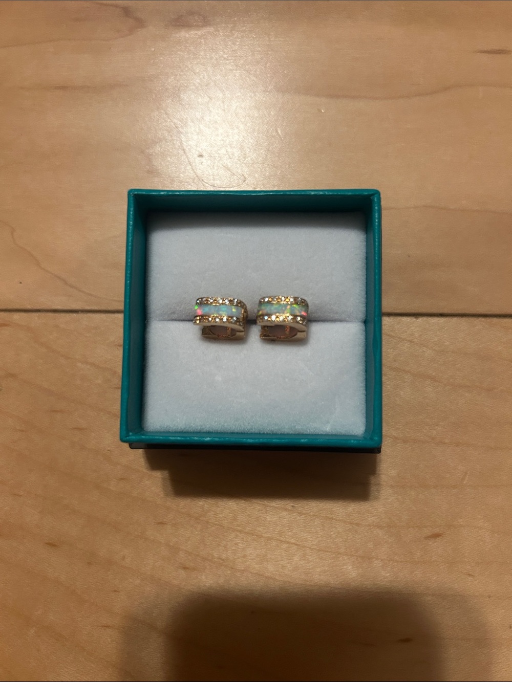18K Gold Opal & Diamond Earrings.